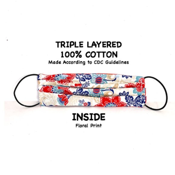 Ladies' Triple Layer Cotton Face Mask - Anchors - Picture 3 of 6